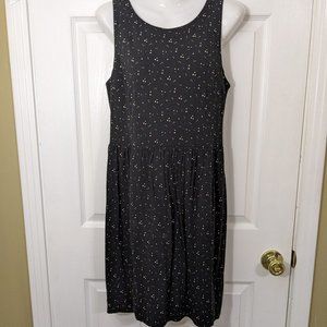 LOFT Sleeveless Black w/Cream Polka Dots Midi Length - size M